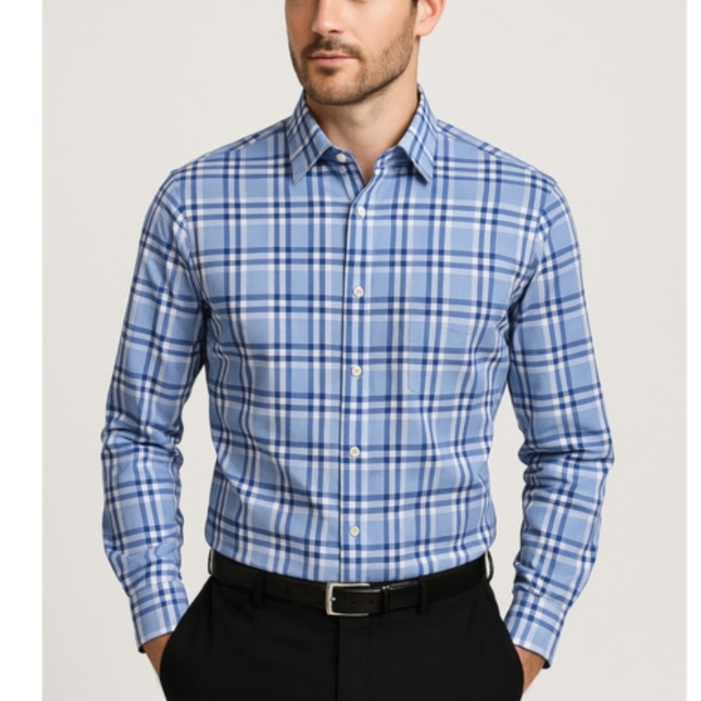 Burberry Light Blue Checkered Men's‎ Shirt